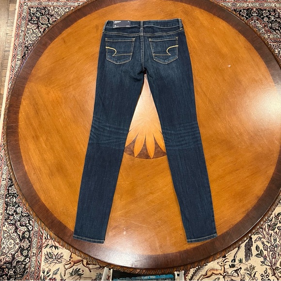 NWT American Eagle Outfitters AE Low Rise Jeggings Dark Indigo Wash 4R Stretch - Picture 3 of 16